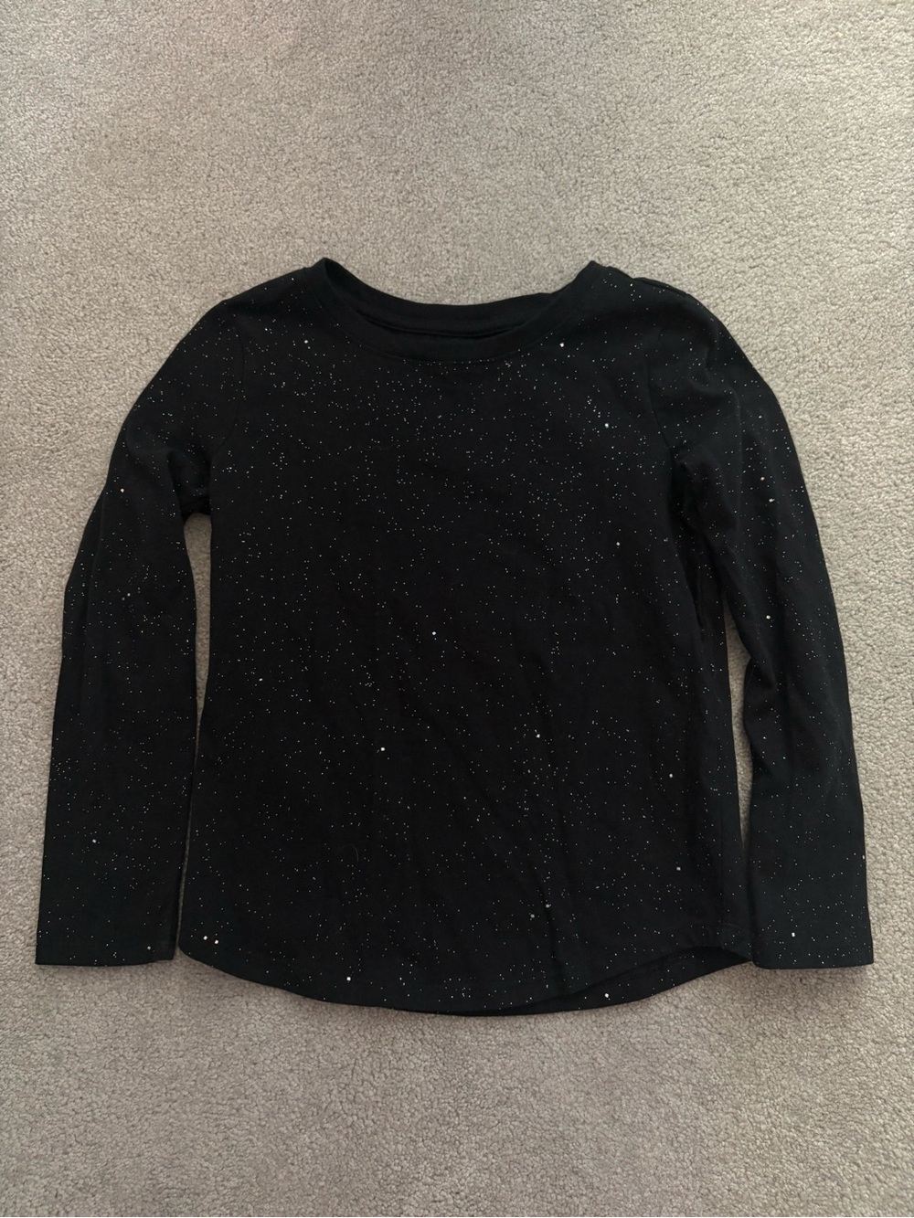 Cat & Jack Black Long Sleeve Tee with Silver Glitter Specks